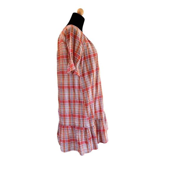 MADEWELL Plaid Ruffle-Sleeve Popover Mini Dress size XXS Style# AO279 - Picture 7 of 12